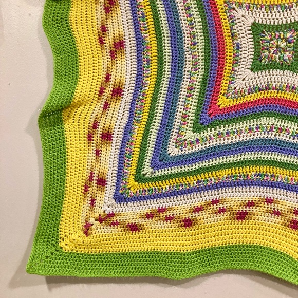 Small Handmade Crochet Blanket 45” x 47” Multicolor - Picture 4 of 16